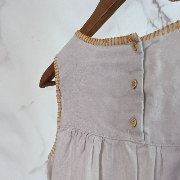 C&C California Linen Tank Dress Womens Size XS Tan Beige Embroider Boho Shift - Picture 10 of 11